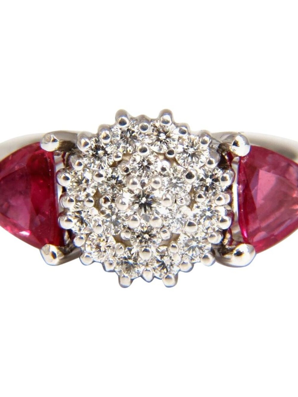 2.00ct NATURAL PINK SAPPHIRE DIAMONDS RING 14KT CIRCULAR CLUSTER TOP*